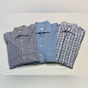 Lot of 3 Peter Millar Mens plaid button down shirts size large 1 shirt have flaw